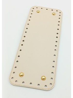 Angel Çanta Aksesuar Suni Deri Krem Renk 30X12 cm Dikdörtgen Çanta Tabanı (Light Gold Aparatlı)