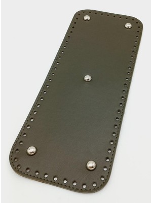 Angel Çanta Aksesuar Suni Deri Haki Renk 30X12 cm Dikdörtgen Çanta Tabanı (Gümüş Aparatlı)