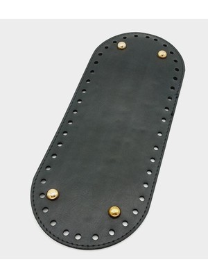 Angel Çanta Aksesuar Suni Deri Siyah Renk 30X12 cm Oval Çanta Tabanı (Light Gold Aparatlı)