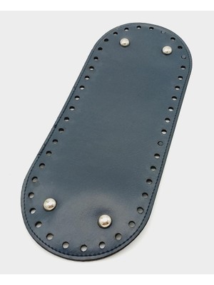Angel Çanta Aksesuar Suni Deri Lacivert Renk 30X12 cm Oval Çanta Tabanı (Gümüş Aparatlı)