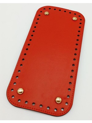 Angel Çanta Aksesuar Suni Deri Kırmızı Renk 25X12 cm Dikdörtgen Çanta Tabanı (Light Gold Aparatlı)