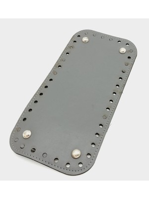 Angel Çanta Aksesuar Suni Deri Gri Renk 25X12 cm Dikdörtgen Çanta Tabanı (Gümüş Aparatlı)