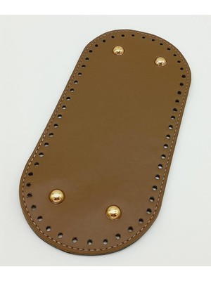Angel Çanta Aksesuar Suni Deri Vizon Renk 25X12 cm Oval Çanta Tabanı (Light Gold Aparatlı)