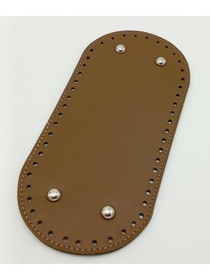 Angel Çanta Aksesuar Suni Deri Vizon Renk 25X12 cm Oval Çanta Tabanı (Gümüş Aparatlı)