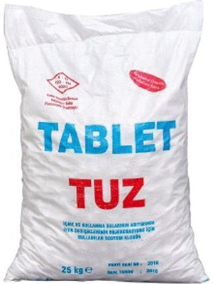 Tablet Tuz 25 Kg 1 Çuval Mekanik Yumuşatma Tuzu- Tablet Tuz
