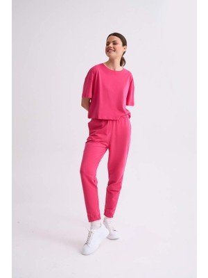 RECOLOR Cepli Regular Fit Bağcıklı Kadın Eşofman Altı - Pembe Pembe - Xl