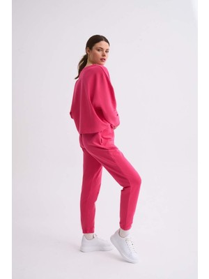 RECOLOR Cepli Regular Fit Bağcıklı Kadın Eşofman Altı - Pembe Pembe - Xl