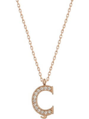 Inure Jewelry Gümüş Rose Ç Harfi Kadın Kolye