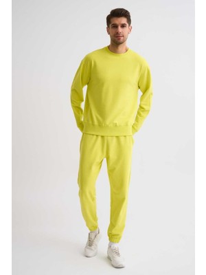 RECOLOR Uzun Kollu Yuvarlak Yaka Erkek Sweatshirt - Sarı Sarı - Xl