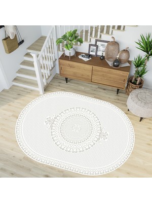 Rovigo Home Dijital Baskı Yıkanabilir Deri Taban Oval Salon Halısı RVG3214-HS564