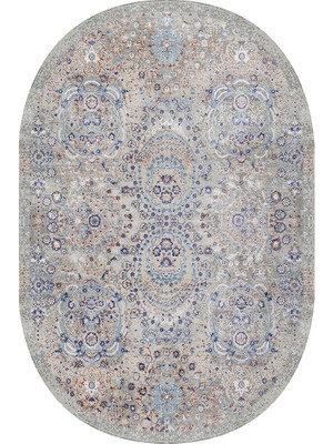 Rovigo Home Dijital Baskı Yıkanabilir Deri Taban Oval Salon Halısı RVG3245-SD1124