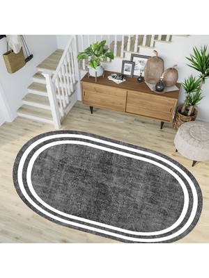 Rovigo Home Dijital Baskı Yıkanabilir Deri Taban Oval Salon Halısı RVG3256-HT575