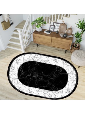 Rovigo Home Dijital Baskı Yıkanabilir Deri Taban Oval Salon Halısı RVG3271-HT656