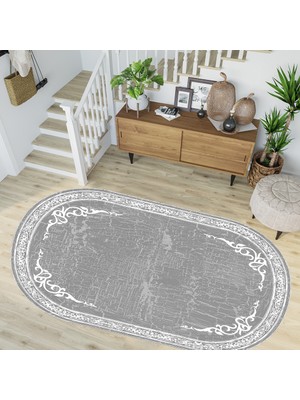 Rovigo Home Dijital Baskı Yıkanabilir Deri Taban Oval Salon Halısı RVG3260-HY940