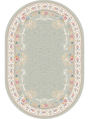 Rovigo Home Dijital Baskı Yıkanabilir Deri Taban Oval Salon Halısı RVG3266-HK173