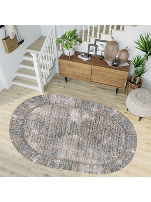 Rovigo Home Dijital Baskı Yıkanabilir Deri Taban Oval Salon Halısı RVG3275-HT360