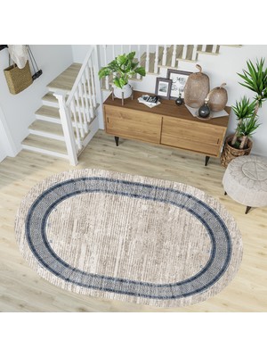 Rovigo Home Dijital Baskı Yıkanabilir Deri Taban Oval Salon Halısı RVG3276-HT669