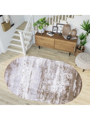 Rovigo Home Dijital Baskı Yıkanabilir Deri Taban Oval Salon Halısı RVG3277-HY944