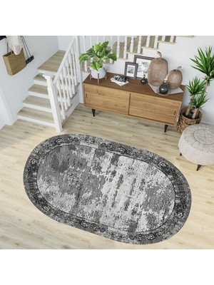 Rovigo Home Dijital Baskı Yıkanabilir Kaymaz Taban Oval Salon Halısı RVG7237-SD309