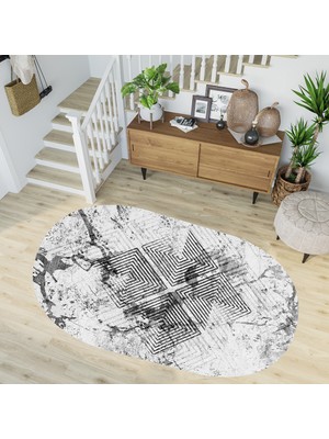 Rovigo Home Dijital Baskı Yıkanabilir Kaymaz Taban Oval Salon Halısı RVG7242-SD1035