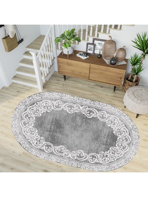 Rovigo Home Dijital Baskı Yıkanabilir Kaymaz Taban Oval Salon Halısı RVG7248-HK105