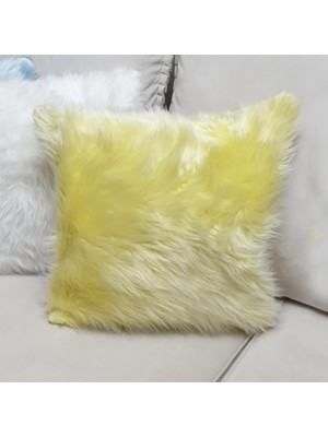 Körfez Kırlent Peluş Kırlent Kılıfı Sarı 43 x 43 Cm