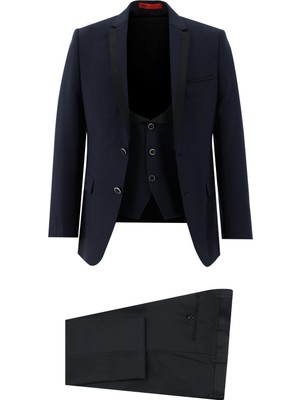 Kiğılı Slim Fit Mono Yaka Yelekli Smokin & Damatlık