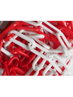 Starline Plastik Trafik Zinciri Kırmızı Beyaz Zincir Otopark Trafik Zinciri 6 mm 10 mt