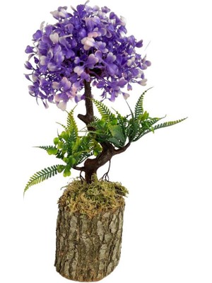 Netten Evime Nettenevime Bonsai Dekoratif Yapay Ağaç Yarım Top Kafalı Mor Bonzai 30CM