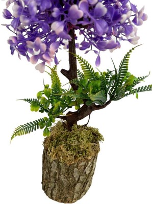 Netten Evime Nettenevime Bonsai Dekoratif Yapay Ağaç Yarım Top Kafalı Mor Bonzai 30CM