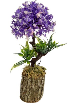 Netten Evime Nettenevime Bonsai Dekoratif Yapay Ağaç Yarım Top Kafalı Mor Bonzai 30CM