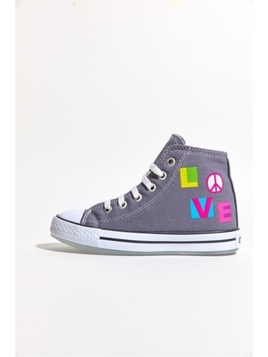 Dudino 22-35 Numara Dudino Icon-Love Gri Kız Converse Ayakkabı