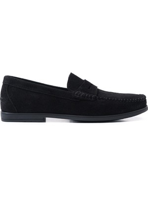 River World Erkek Model Ayakkabısı Deri Süet Siyah Renk Loafer Crd