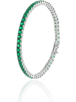 Midyat Nurtaş Gümüş Su Yolu Model Zarif Zümrüt Taşlı Gümüş Bileklik 201021036