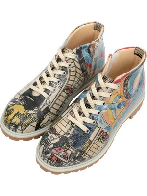 Kadın Vegan Deri Çok Renkli Fermuarlı Kısa Bot - Cafe Heinrich Tasarım