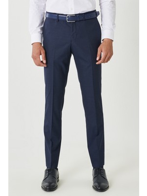 ALTINYILDIZ CLASSICS Erkek Lacivert Slim Fit Dar Kesim Mono Yaka Çizgili Takım Elbise