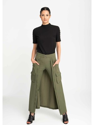 You Vess Özel Tasarım Kadın Pantolon ve Şort Üzeri Cep Detaylı Esnek Kumaşlı Kombin Eteği LADYMANDO11A
