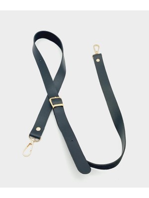 Angel Çanta Aksesuar 120X2 cm Tek Kat Siyah Suni Deri Light Gold Tokalı Çanta Sapı