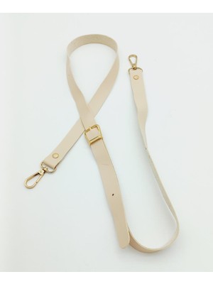Angel Çanta Aksesuar 120X2 cm Tek Kat Krem Suni Deri Light Gold Tokalı Çanta Sapı