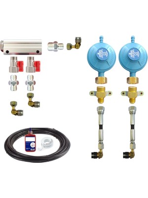 7A Mühendislik Karavan Lpg Dağıtıcı Kollektör Iç Tesisat Seti 2 Çıkışlı