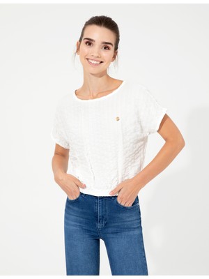 Pierre Cardin Kadın Beyaz Crop Top Kısa Kollu Bluz 50252493-VR013