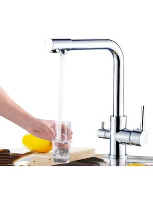 Mutfak Musluk Çift Musluk Mutfak Için Çift Kontrol Dokunun Sıcak ve Soğuk Su Mutfak Bataryası | Mutfak Muslukları