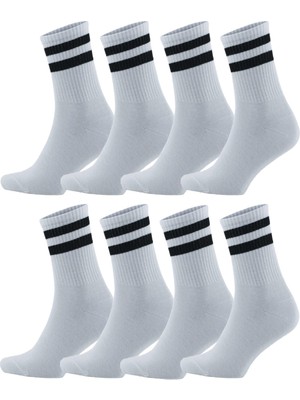 Soytemiz Çorap Çizgili Kolej Çorap 8 Çift Beyaz Unisex