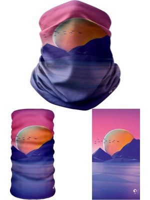 E-Taktik Manzara Temalı Polyester Boyunluk Bandana Balaklava Saç Bandı Dört Mevsim Kullanım
