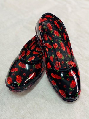 İmershoes Günlük Kadın Babet Çiçekli Astar Kaymaz Taban Esnek Lastik Plaj Bahçe Tarla Iş Deniz Çarık Ayakkabı 193