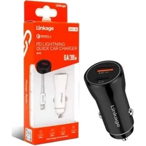 IPhone Uyumlu 38W/6A Araç Çakmaklık Hızlı Şarj Aleti Type-C ve USB Girişli Lightning To Type-C Kablo