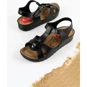 Kadın Çapraz Cırtlı Sandalet Siyah