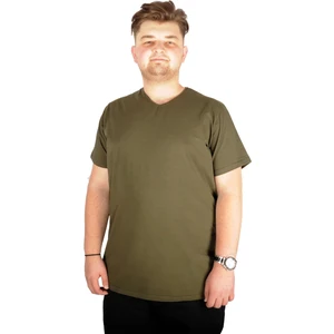 Büyük Beden T-Shirt V Yaka Likralı 20150 Haki