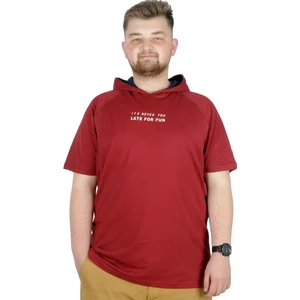 Büyük Beden T-Shirt Kapşonlu For Fun 22175 Bordo