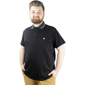 Büyük Beden T Shirt Polo Likralı Süprem Cepli 21558 Siyah